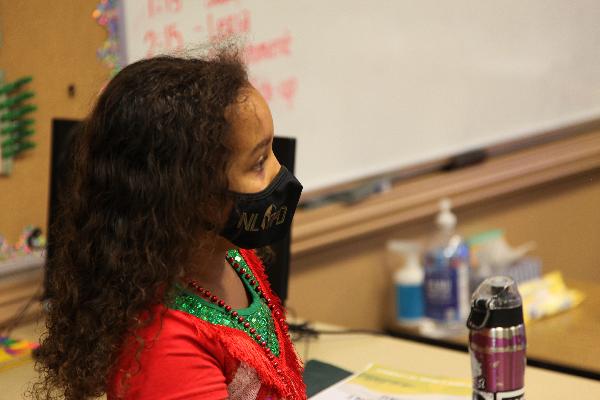 Student listens during math lesson in a classroom at the Southern Nevada Urban Micro Academy